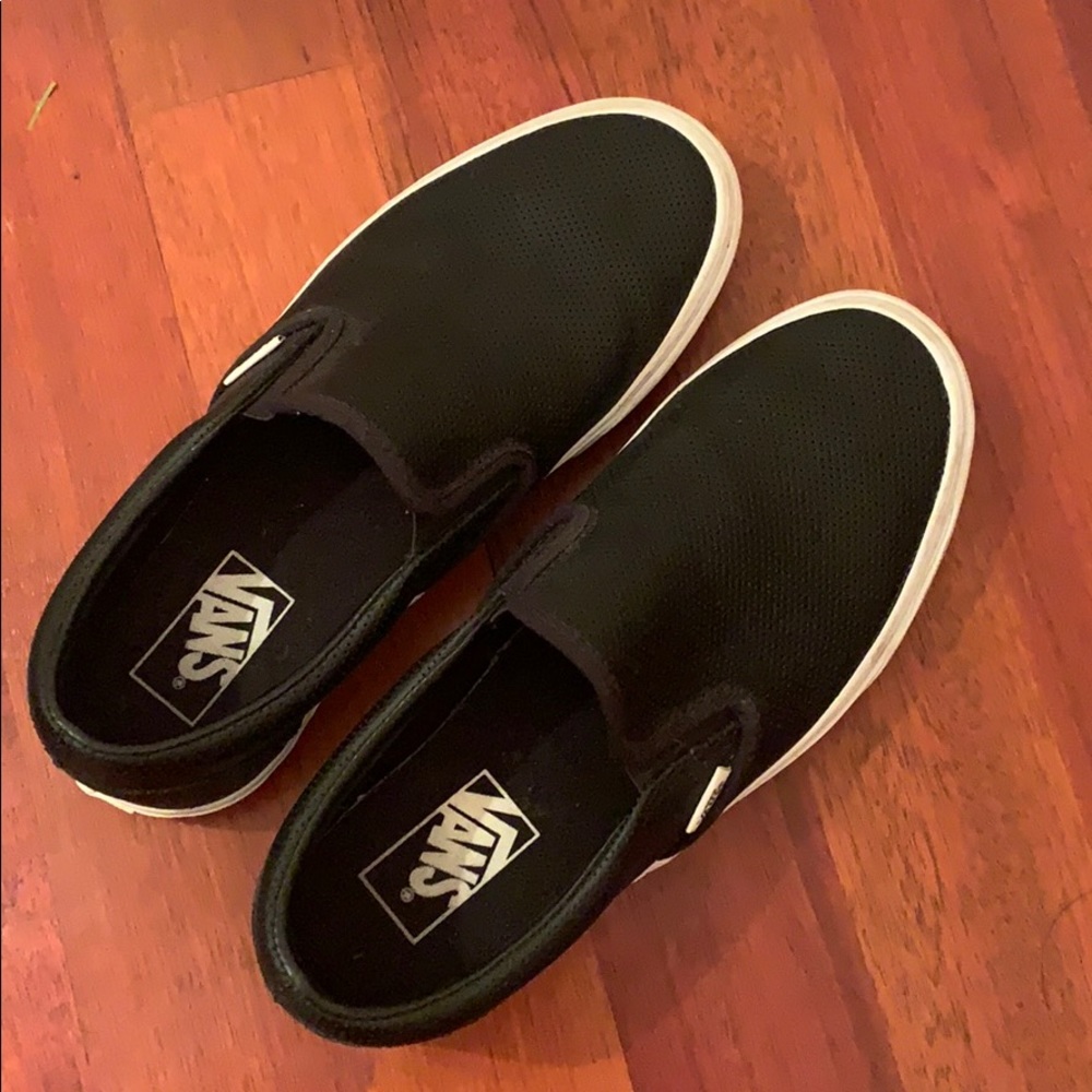 Perforated black leather Vans